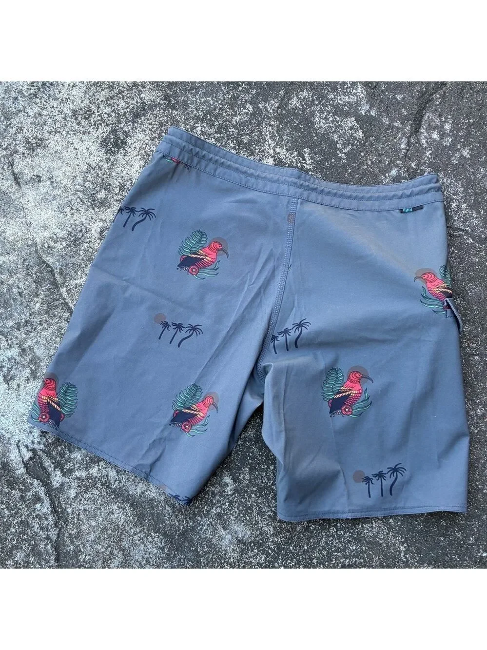 Vissla Tropical Bird in Paradise Boardshorts in Gray - Size 34